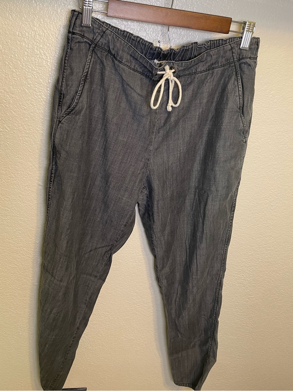 Eileen fisher Gray Drawstring jogger pants pockets cotton blend quiet luxury